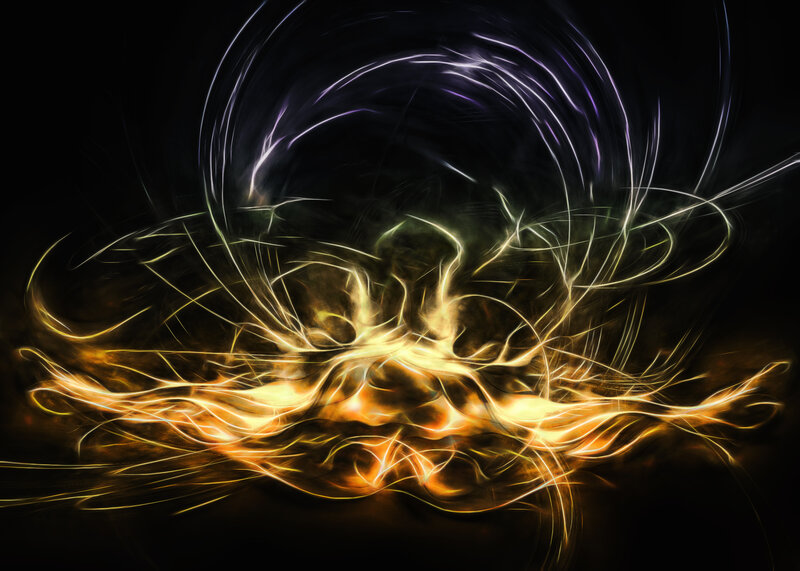 Abstract Light Swirls — Black, Dramatic, Digital Art, Energy