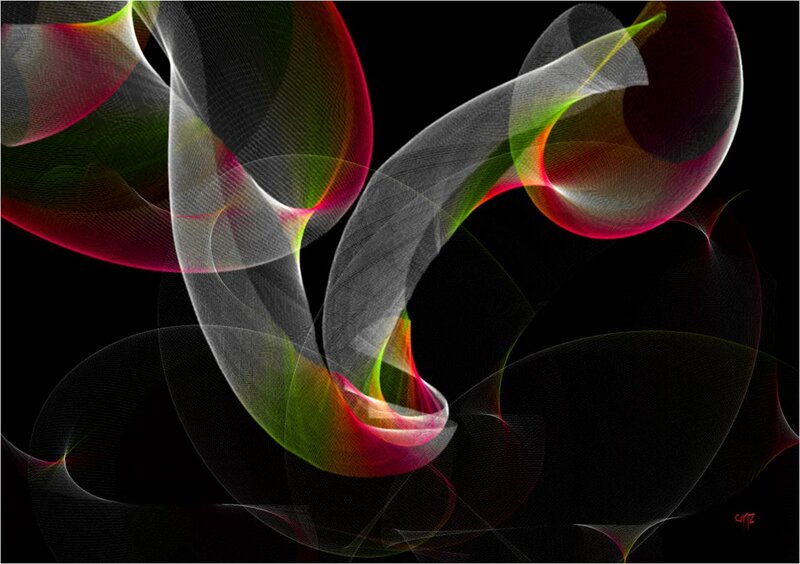 Abstract Light Swirls — Black, Dynamic, Digital Art, Color
