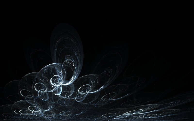 Abstract Light Swirls — Black, Ethereal, Digital Art, Dark Background