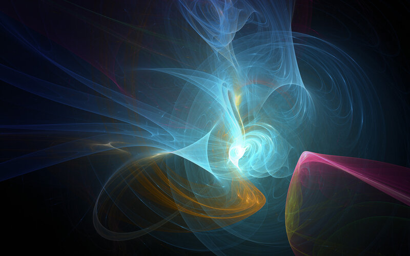 Abstract Light Swirls — Blue, Ethereal, Digital Art, Dark Background