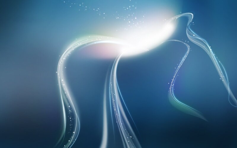 Abstract Light Swirls — Blue, Serene, Digital Art, Particles