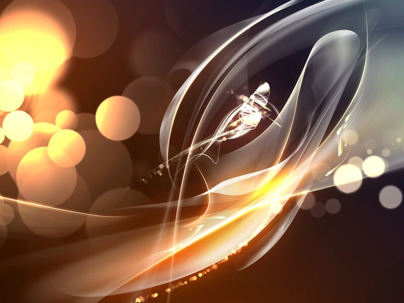 Abstract Light Swirls — Gold, Dynamic, Digital Art, Bokeh Lights, Glowing Lines