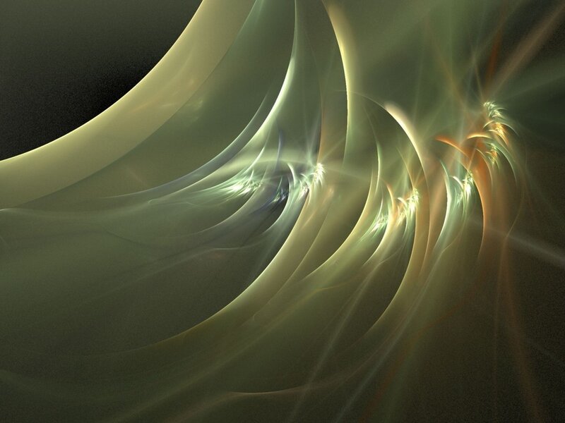 Abstract Light Swirls — Green, Ethereal, Digital Art, Curves
