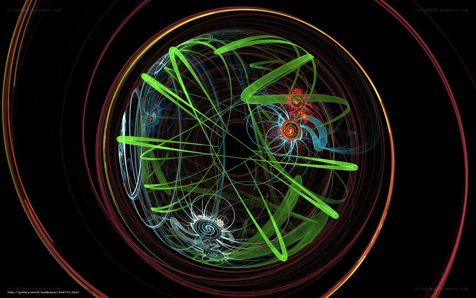Abstract light swirls in a sphere