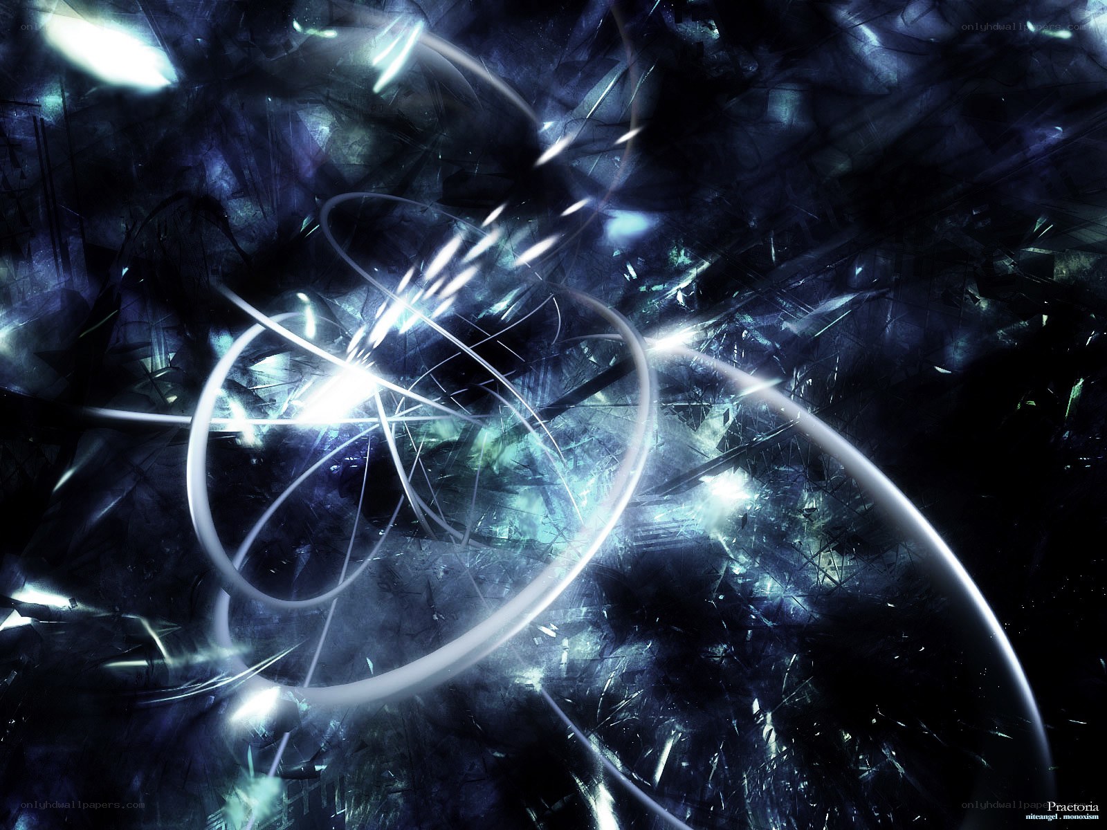 Abstract light swirls in dark space