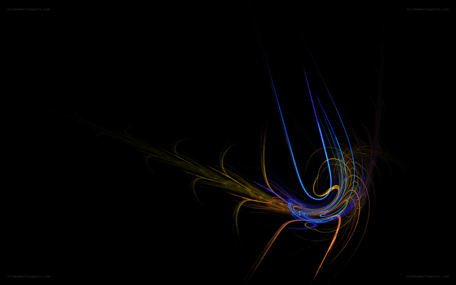 Abstract light swirls on black