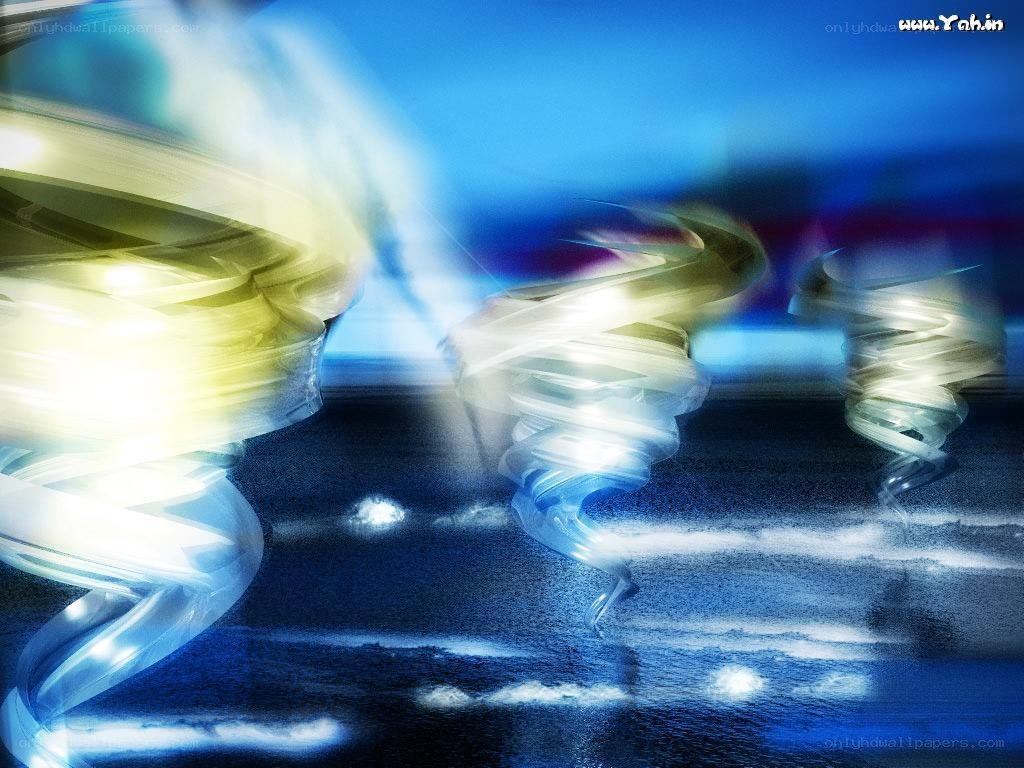 Abstract light swirls on blue