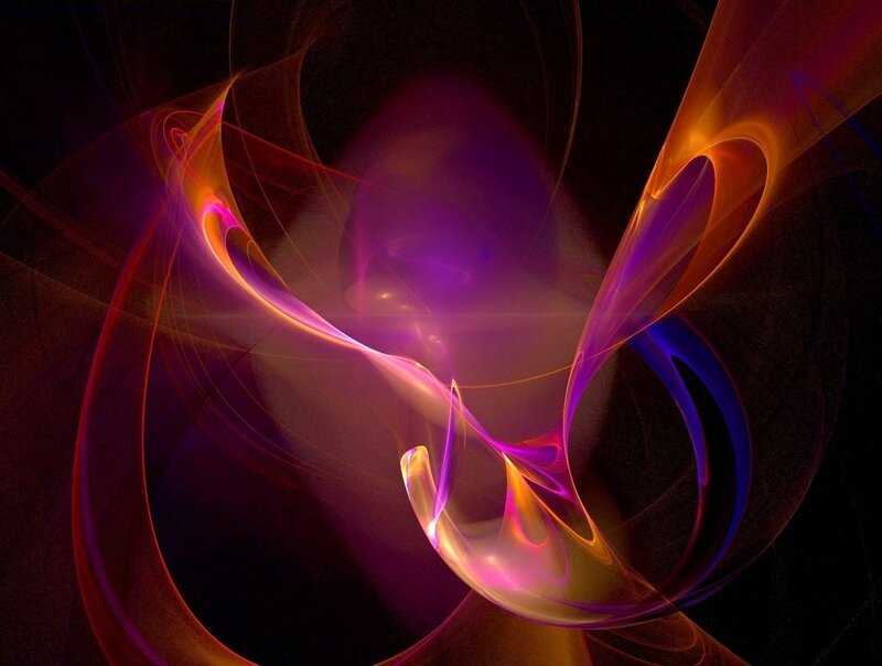 Abstract Light Swirls — Purple, Dynamic, Digital Art, Color, Motion, Orange