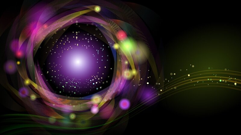 Abstract Light Swirls — Purple, Dynamic, Digital Art, Particles, Circles