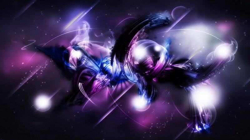 Abstract Light Swirls — Purple, Dynamic, Digital Art, Space