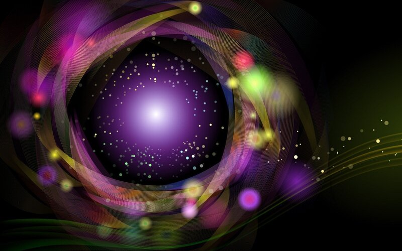Abstract Light Swirls — Purple, Dynamic, Digital Art, Stars