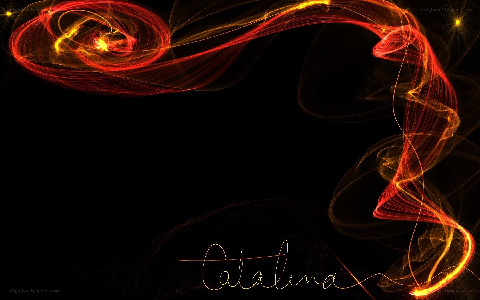 Abstract light swirls with name