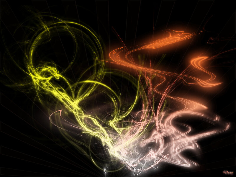 Abstract Light Swirls — Yellow, Dynamic, Digital Art, Light Trails