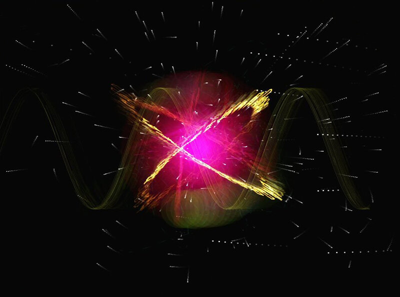 Abstract light trails and particle burst