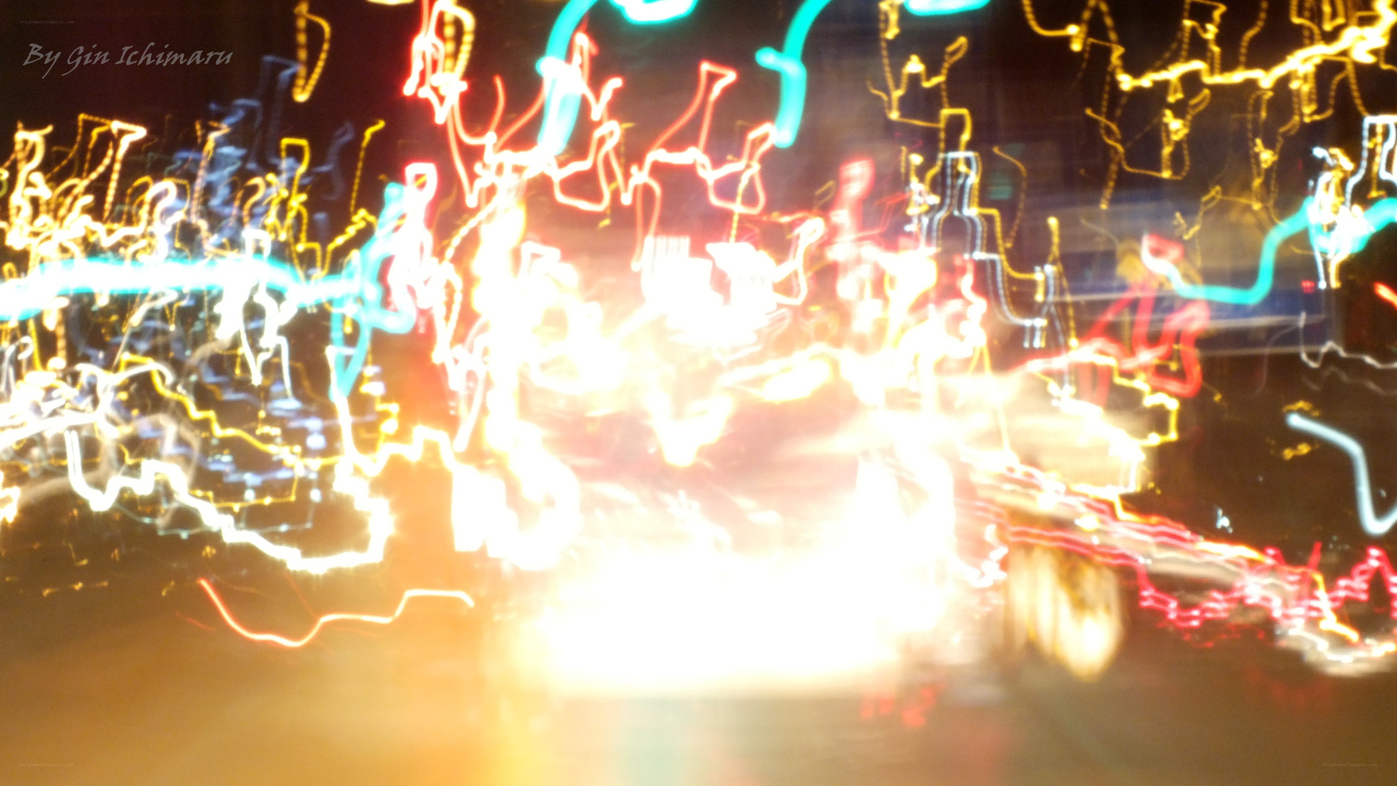 abstract light trails at night