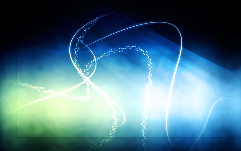 Abstract light trails in blue and green