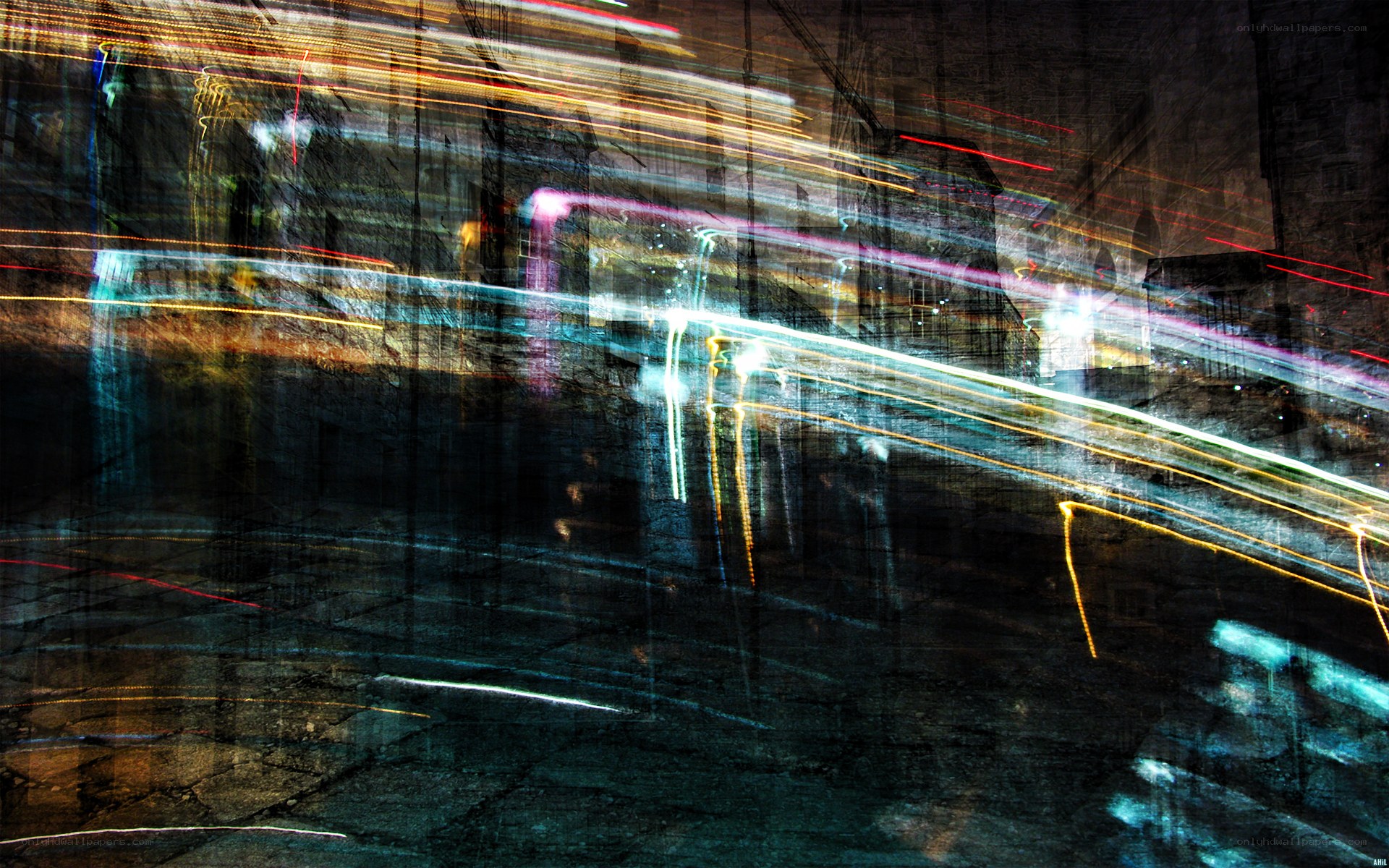 Abstract light trails in city