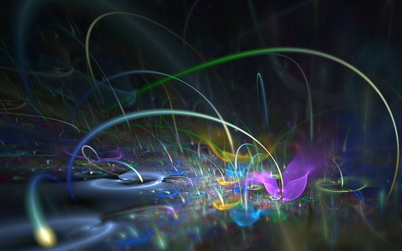 Abstract light trails in dark space