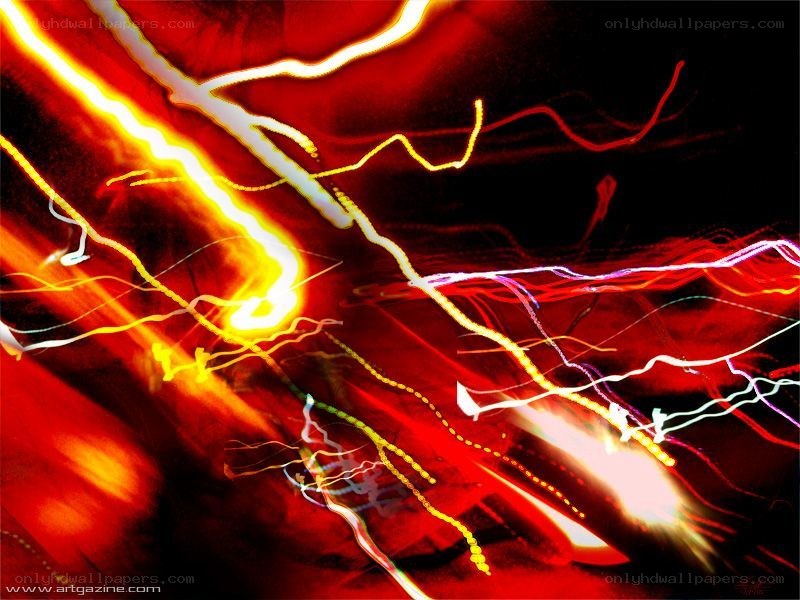 Abstract light trails in red and yellow