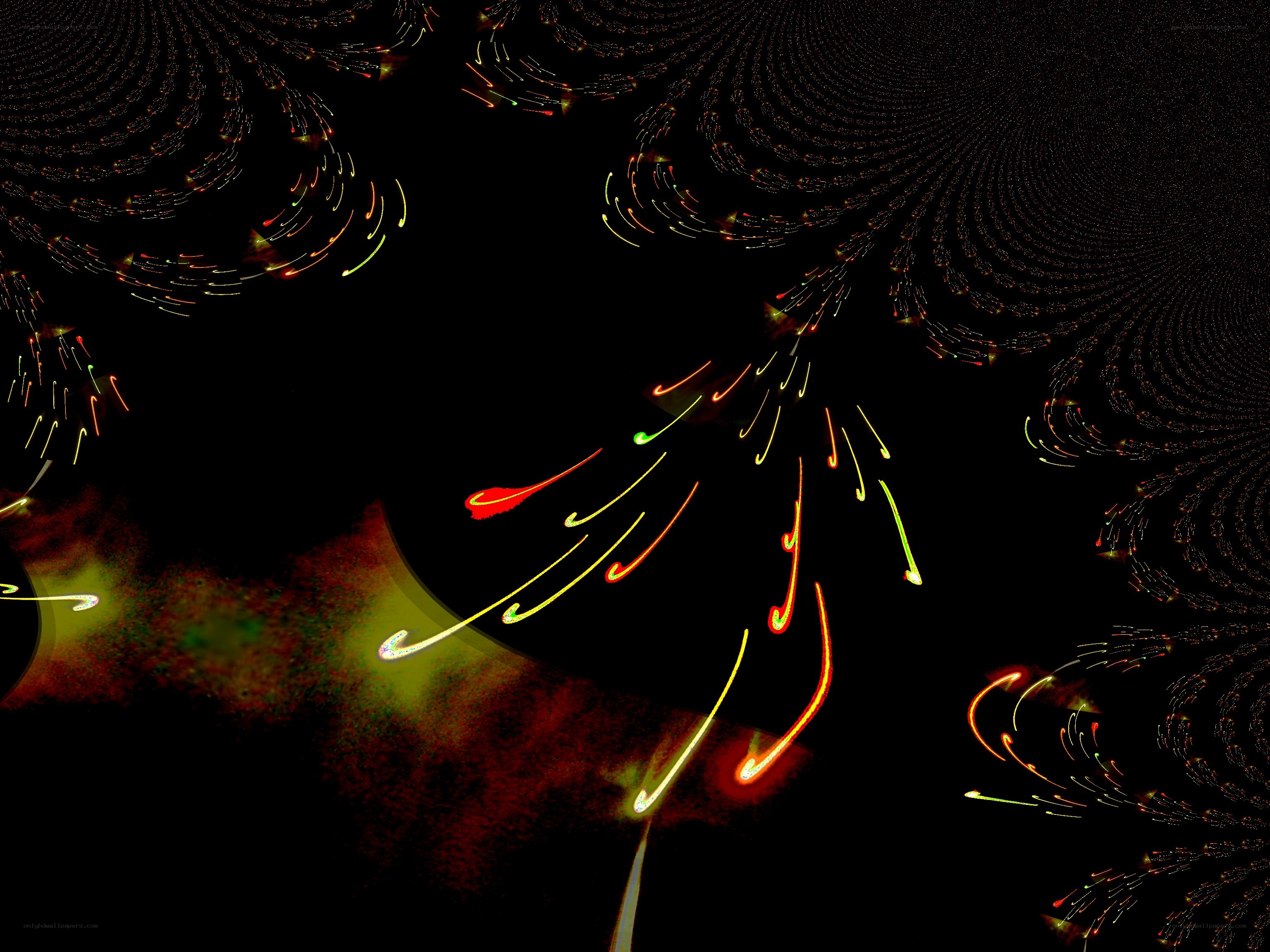 Abstract light trails on black