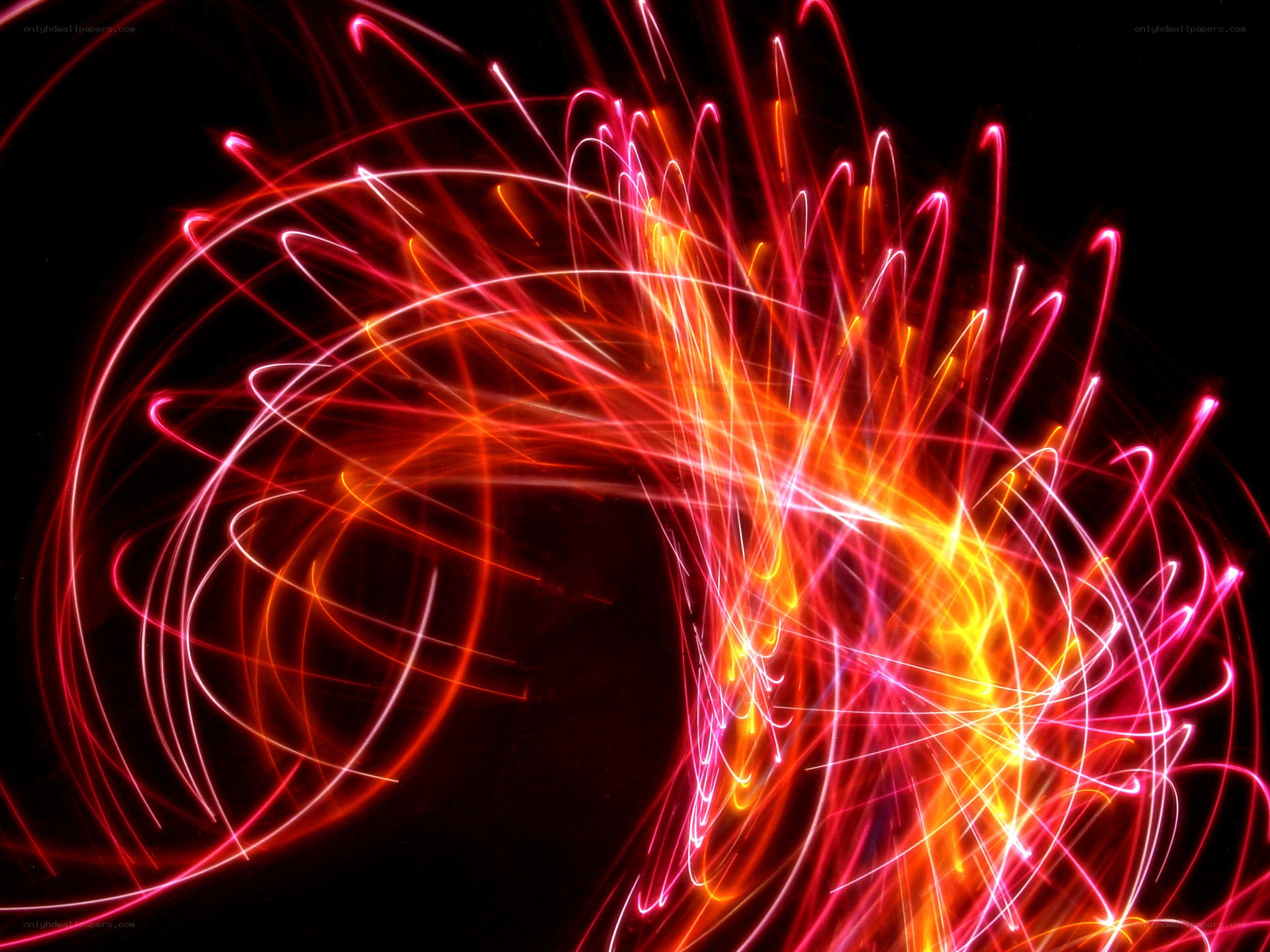 Abstract light trails on black