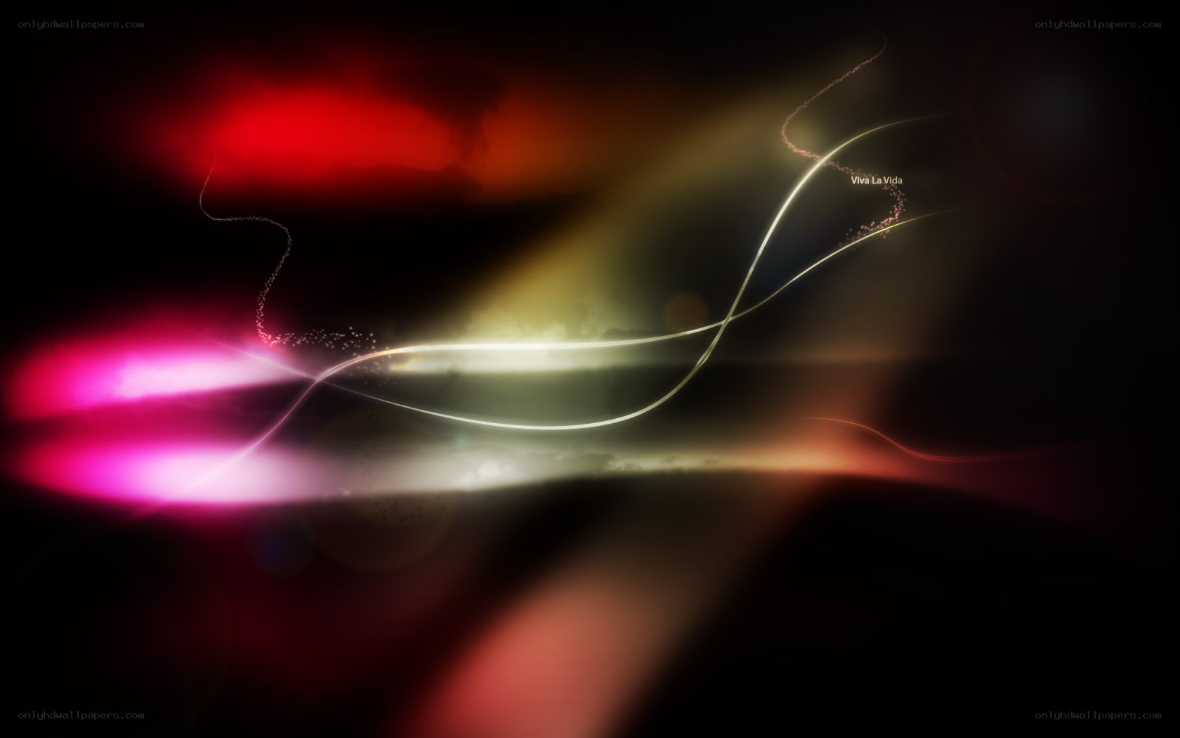 Abstract light trails with text