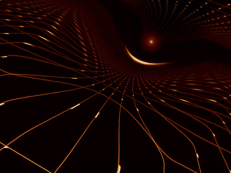 Abstract Light Tunnel — Black, Dramatic, Digital Art, Light Lines