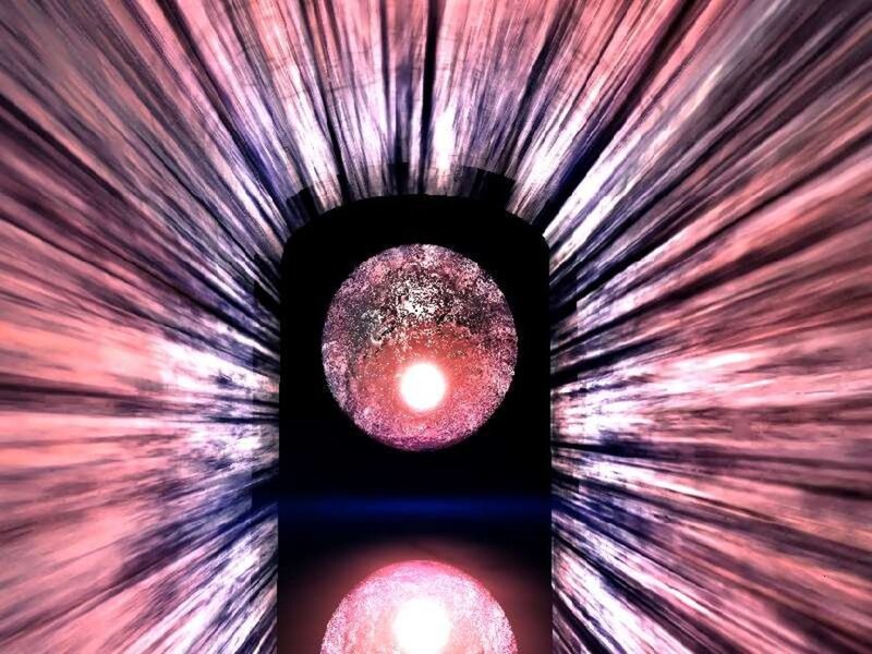 abstract light tunnel with spheres