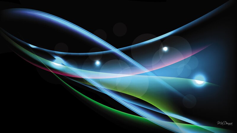 Abstract Light Waves — Blue, Dynamic, Digital Art, Color, Lines