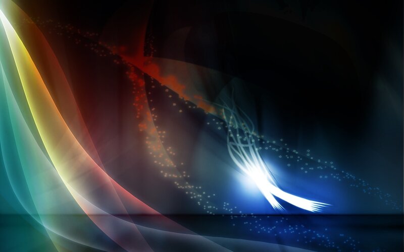 Abstract Light Waves — Blue, Dynamic, Digital Art, Light Streaks, Particles, Glow, White