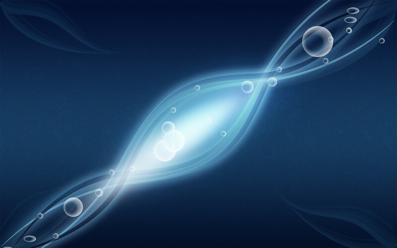 Abstract Light Waves — Blue, Serene, Digital Art, Bubbles