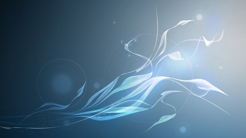Abstract Light Waves — Blue, Serene, Digital Art, Circles, Particles