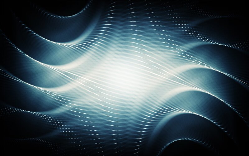Abstract Light Waves — Blue, Serene, Digital Art, Dots