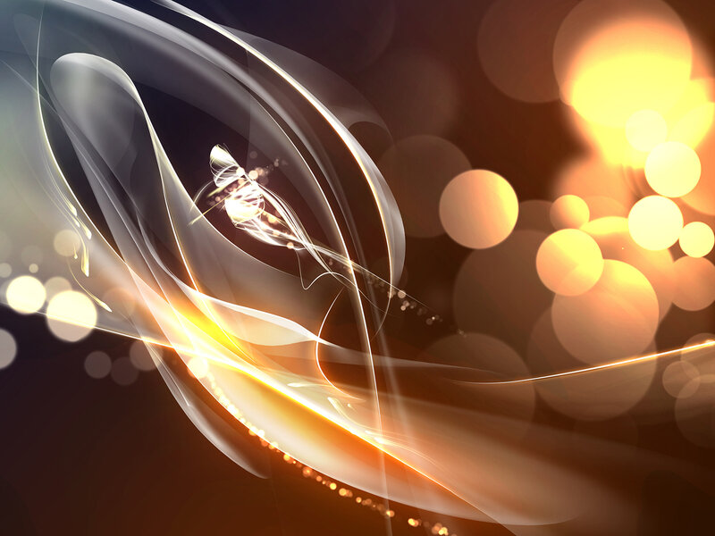 Abstract Light Waves — Gold, Dynamic, Digital Art, Bokeh