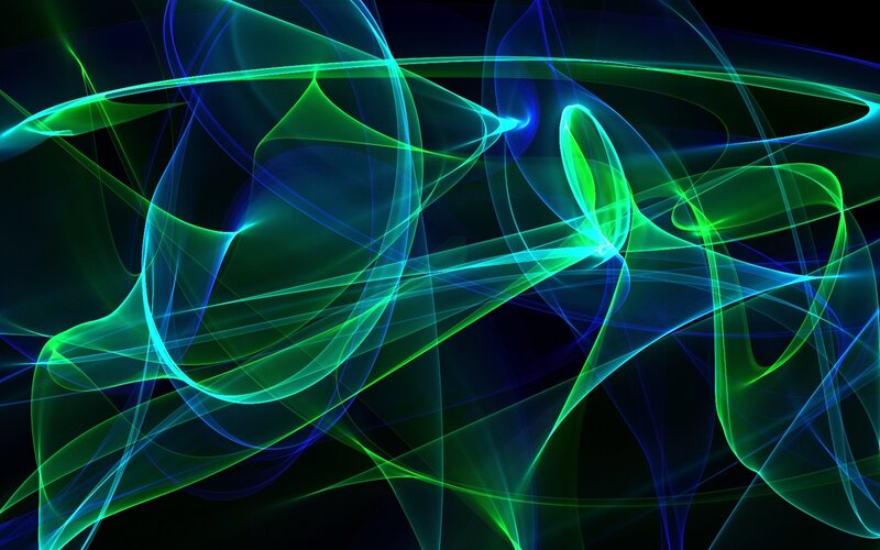 Abstract Light Waves — Green, Dynamic, Digital Art, Curves