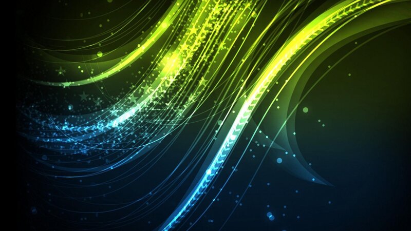 Abstract Light Waves — Green, Dynamic, Digital Art, Stars, Lines, Circles