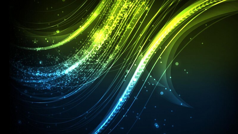 Abstract Light Waves — Green, Dynamic, Digital Art, Stars, Lines
