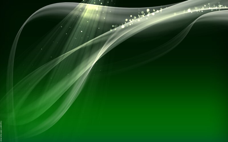 Abstract Light Waves — Green, Serene, Digital Art, Light Rays, Particles, Green Background