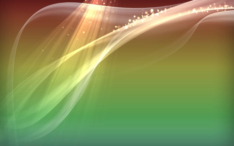 Abstract Light Waves — Green, Serene, Digital Art, Light Rays, Particles, Yellow