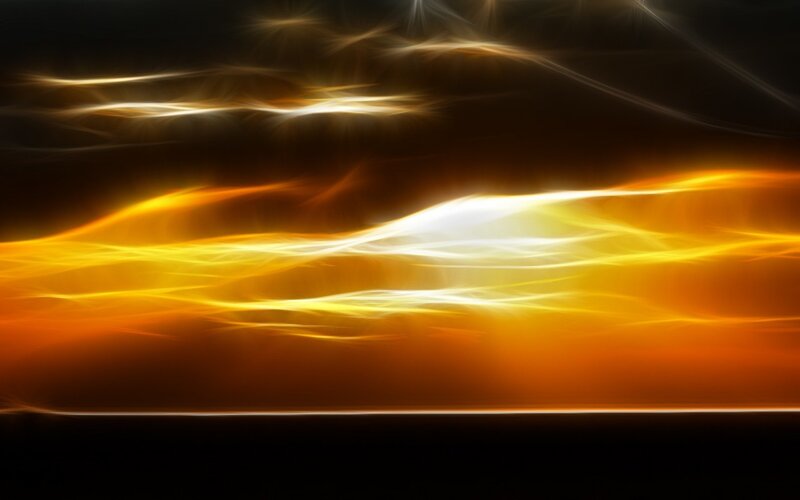 Abstract Light Waves — Orange, Dramatic, Digital Art