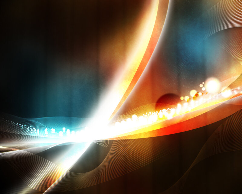 Abstract Light Waves — Orange, Dynamic, Digital Art, Particles