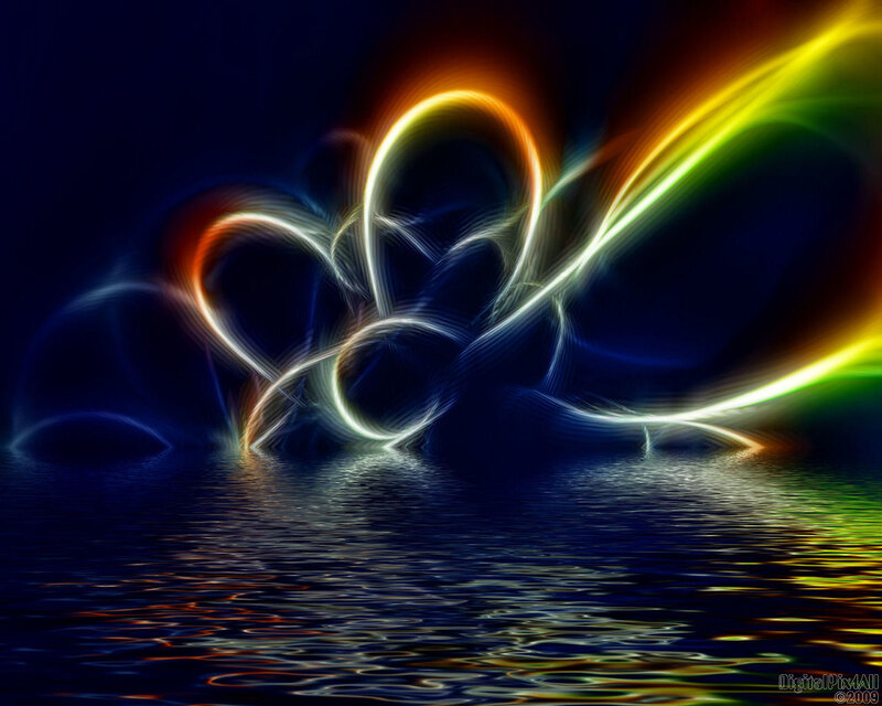 Abstract light waves over water