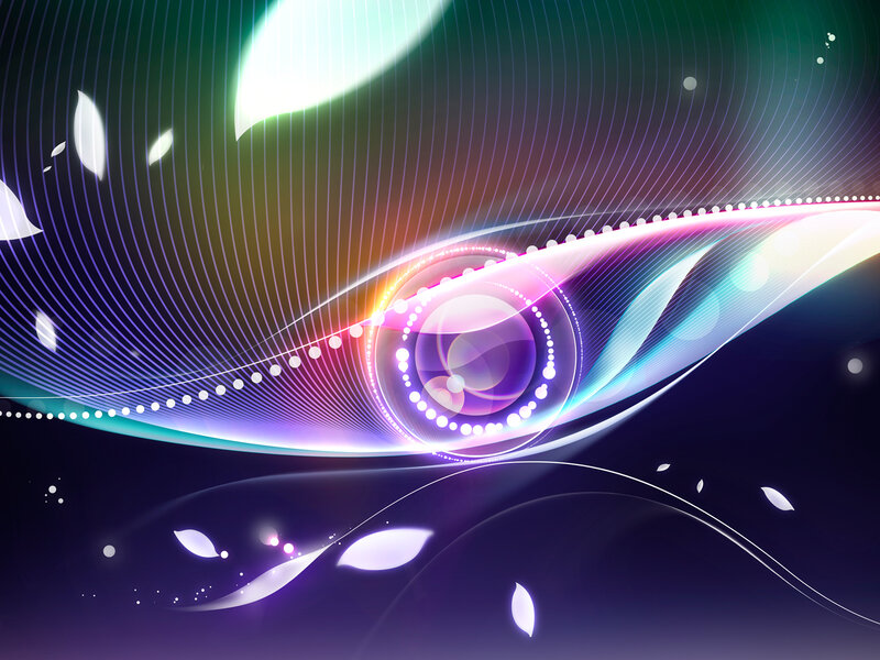 Abstract Light Waves — Purple, Dynamic, Digital Art, Circles