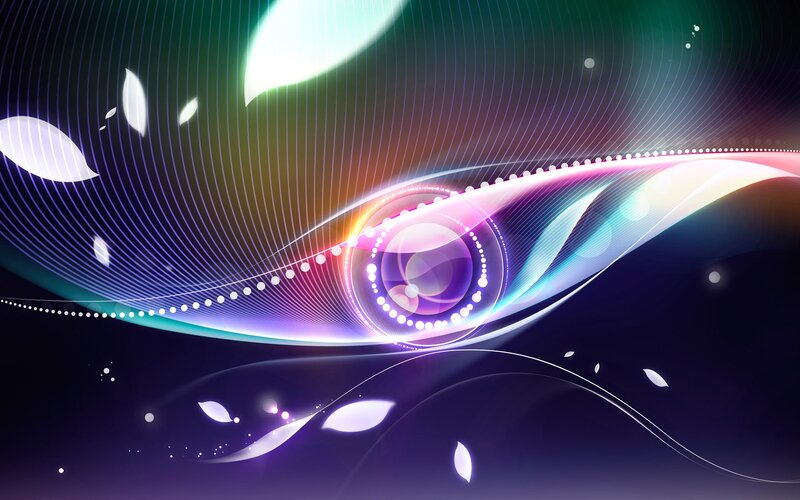 Abstract Light Waves — Purple, Dynamic, Digital Art, Dots, Leaves