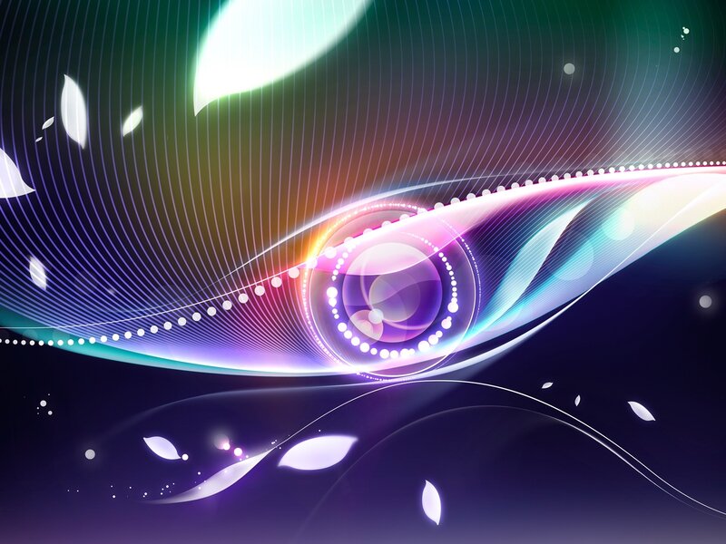 Abstract Light Waves — Purple, Dynamic, Night, Digital Art