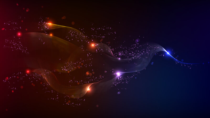 Abstract Light Waves — Red, Dynamic, Digital Art, Particles