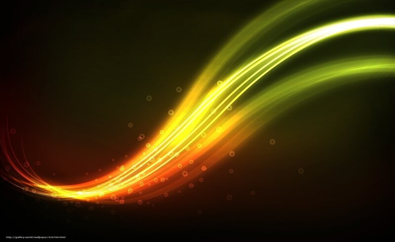Abstract Light Waves — Yellow, Dynamic, Digital Art, Circles