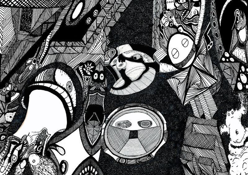 Abstract Line Art Composition — Black