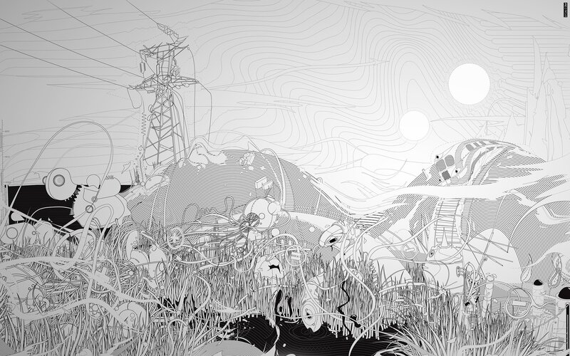abstract line art landscape