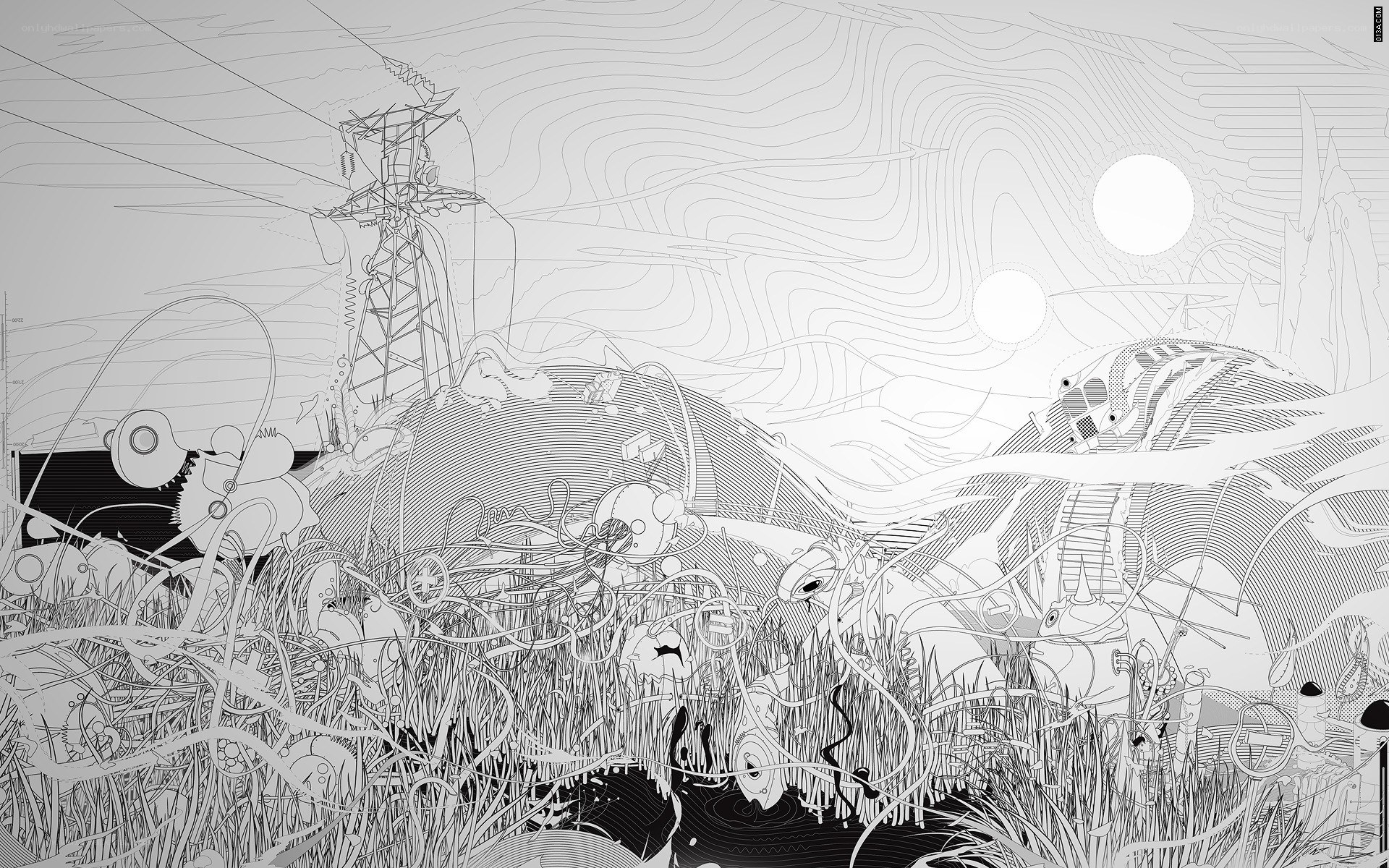 abstract line art landscape
